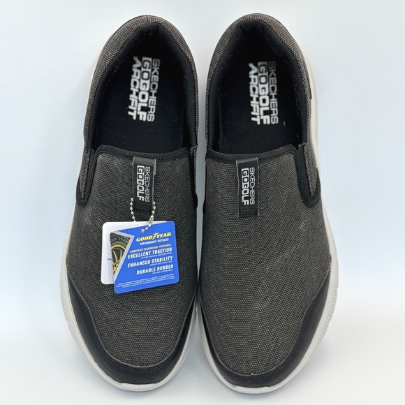 Skechers GO GOLF Arch Fit Walk Mens 11.5 Charcoal Black Slip On Shoes NWOB - Picture 7 of 13